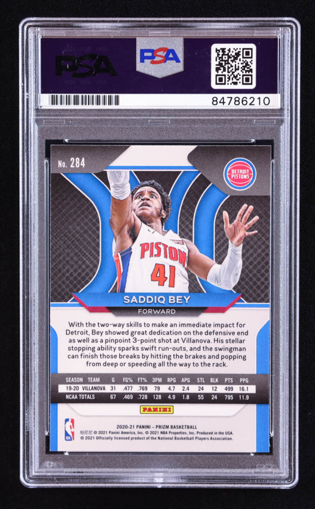 Saddiq Bey Signed 2020-21 Panini Prizm #284 RC (PSA) Rookie Card