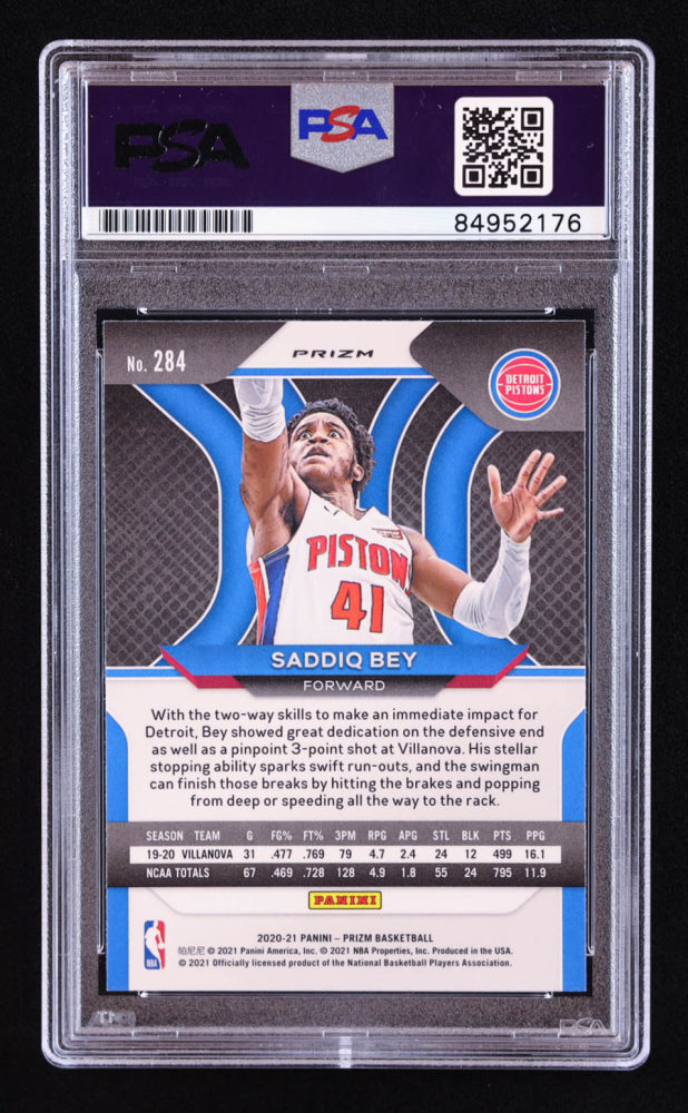 Saddiq Bey Signed 2020-21 Panini Prizm Prizms Hyper #284 RC (PSA | Auto 10) Rookie Card