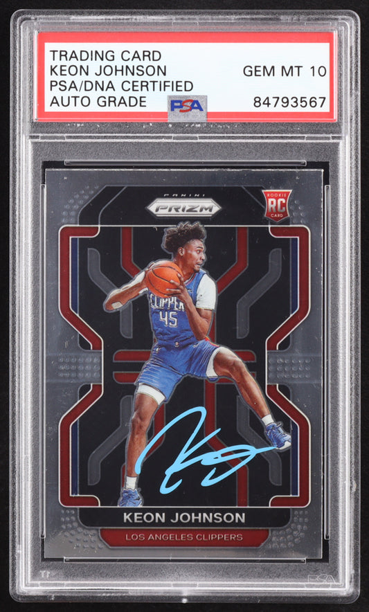 Keon Johnson Signed 2021-22 Panini Prizm #326 RC (PSA | Autograph Graded PSA 10) Rookie Card