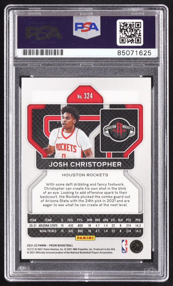 Josh Christopher Signed 2021-22 Panini Prizm #324 RC (PSA | Autograph Graded PSA 10) Rookie Card