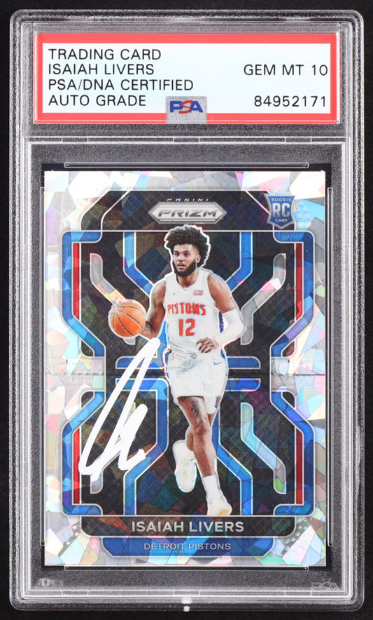 Isaiah Livers Signed 2021-22 Panini Prizm Prizms Ice #296 RC (PSA | Autograph Graded PSA 10) Rookie Card