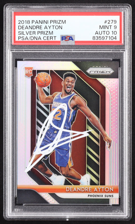 Deandre Ayton Signed 2018-19 Panini Prizm Prizms Silver #279 RC (PSA 9 | Autograph Graded PSA 10) Rookie Card
