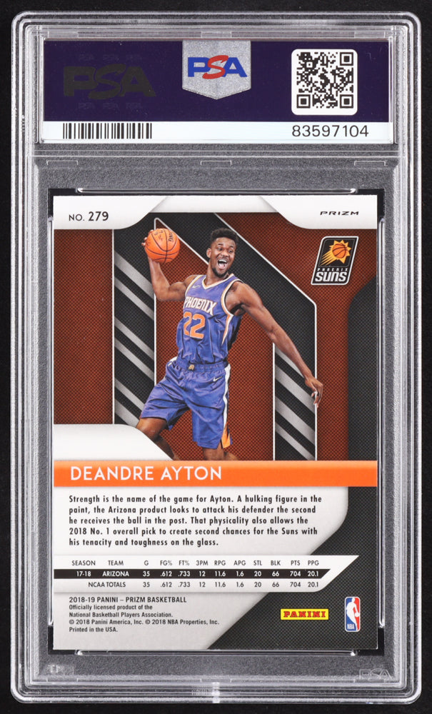 Deandre Ayton Signed 2018-19 Panini Prizm Prizms Silver #279 RC (PSA 9 | Autograph Graded PSA 10) Rookie Card