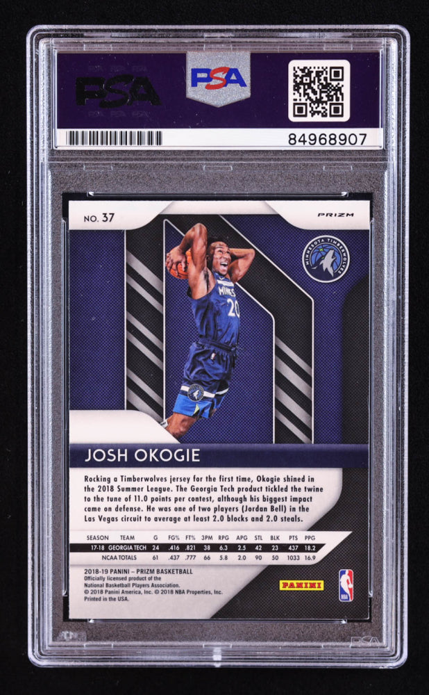Josh Okogie Signed 2018-19 Panini Prizm Prizms Silver #37 RC (PSA | Auto 10) Rookie Card