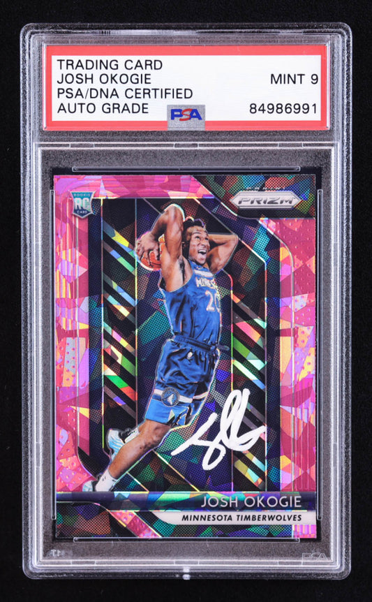 Josh Okogie Signed 2018-19 Panini Prizm Prizms Pink Ice #37 RC (PSA | Auto 9) Rookie Card
