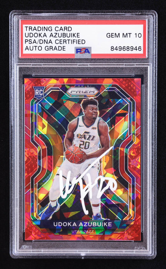 Udoka Azubuike Signed 2020-21 Panini Prizm Prizms Red Ice #267 RC (PSA | Auto 10) Rookie Card