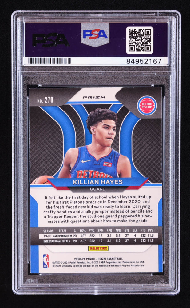 Killian Hayes Signed 2020-21 Panini Prizm Prizms Red White and Blue #270 RC (PSA | Auto 10) Rookie Card