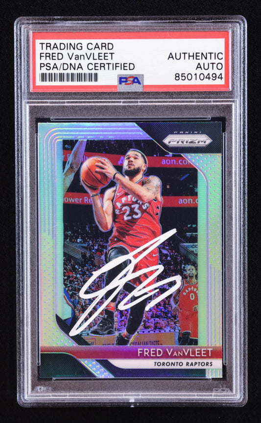 Fred VanVleet Signed 2018-19 Panini Prizm Prizms Silver #103 RC (PSA) Rookie Card