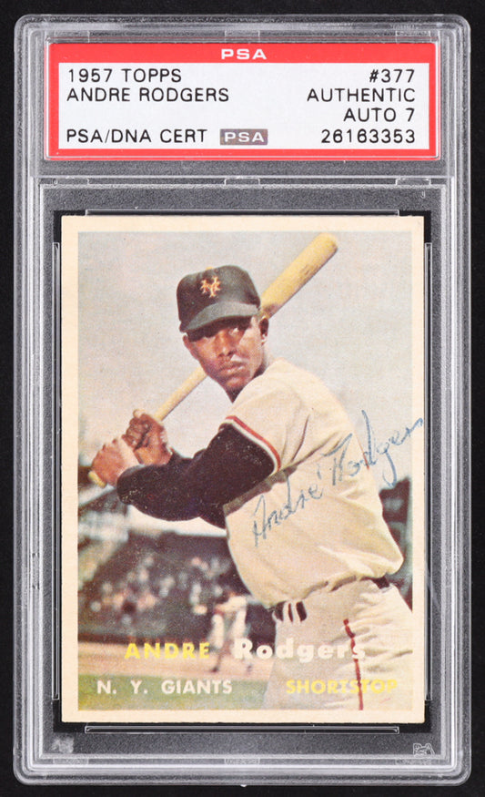 Andre Rodgers Signed 1957 Topps #377 RC (PSA | Autograph Grade 7) Rookie Card