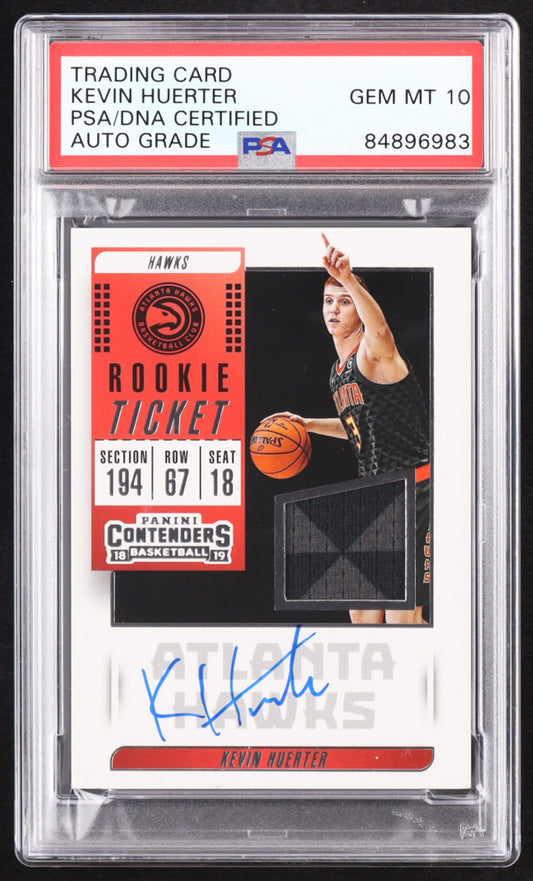Kevin Huerter Signed 2018-19 Panini Contenders Rookie Ticket Swatches #20 RC (PSA | Auto 10) Rookie Card