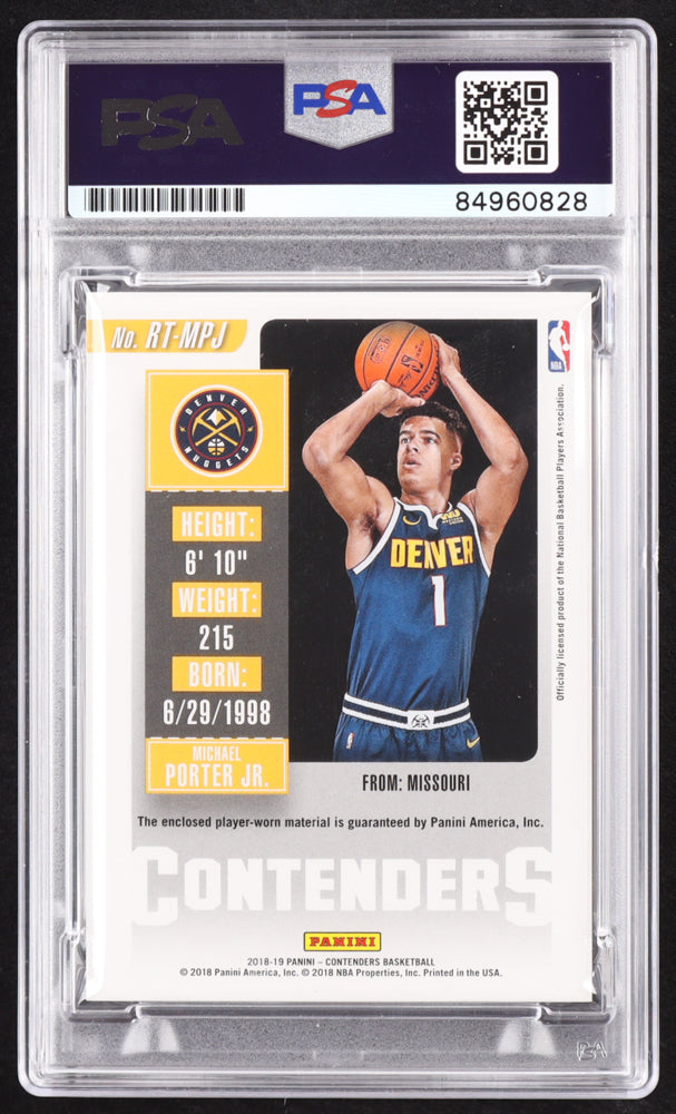 Michael Porter Jr. Signed 2018-19 Panini Contenders Rookie Ticket Swatches #6 RC (PSA) Rookie Card