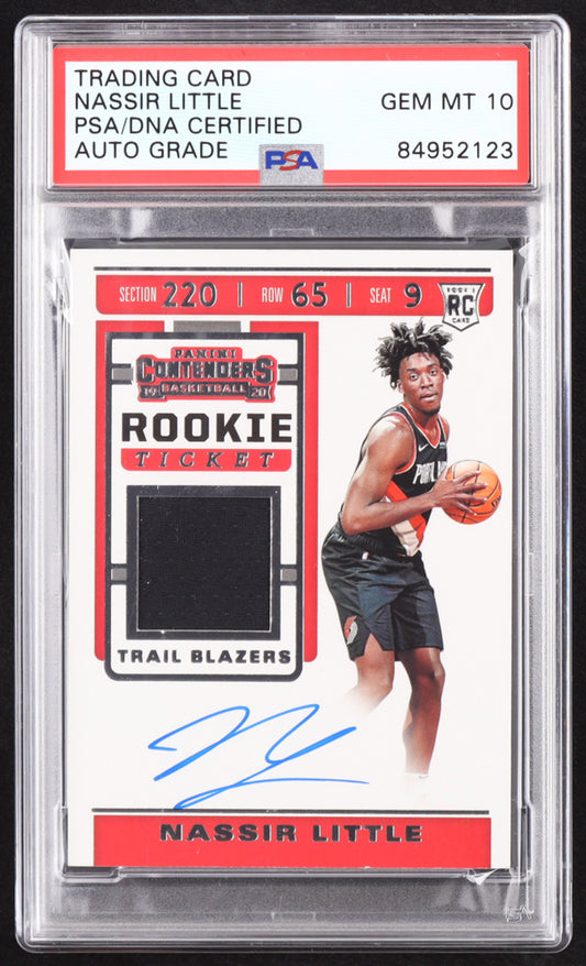 Nassir Little Signed 2019-20 Panini Contenders Rookie Ticket Swatches #17 RC (PSA | Auto 10) Rookie Card