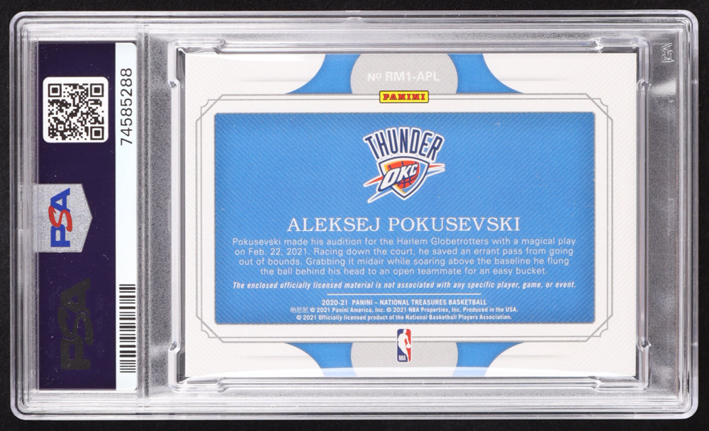 Aleksej Pokusevski Signed 2020-21 Panini National Treasures Rookie Materials #18 #39/99 RC (PSA 9 | Auto 10) Rookie Card | Serially Numbered #39 / 99