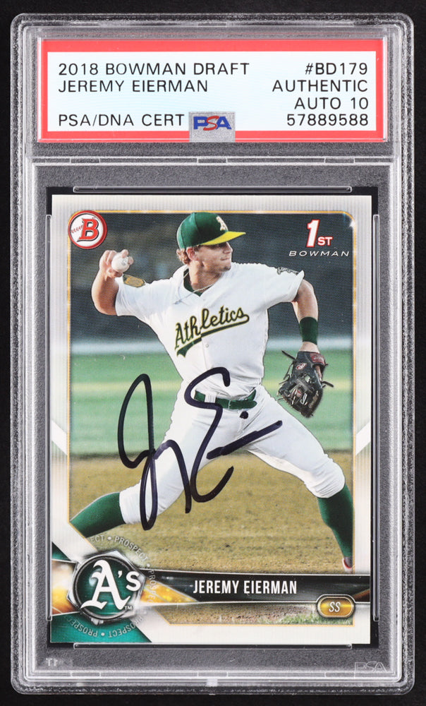Jeremy Eierman Signed 2018 Bowman Draft #BD179 RC (PSA | Autograph Graded PSA 10) Rookie Card