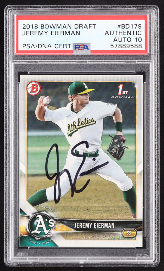 Jeremy Eierman Signed 2018 Bowman Draft #BD179 RC (PSA | Autograph Graded PSA 10) Rookie Card