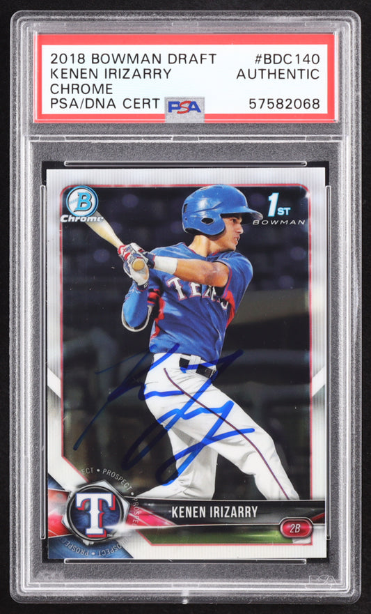 Kenen Irizarry Signed 2018 Bowman Chrome Draft #BDC140 RC (PSA) Rookie Card