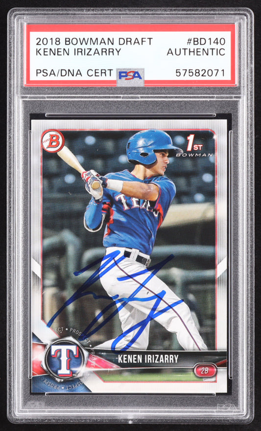 Kenen Irizarry Signed 2018 Bowman Draft #BD140 RC (PSA) Rookie Card
