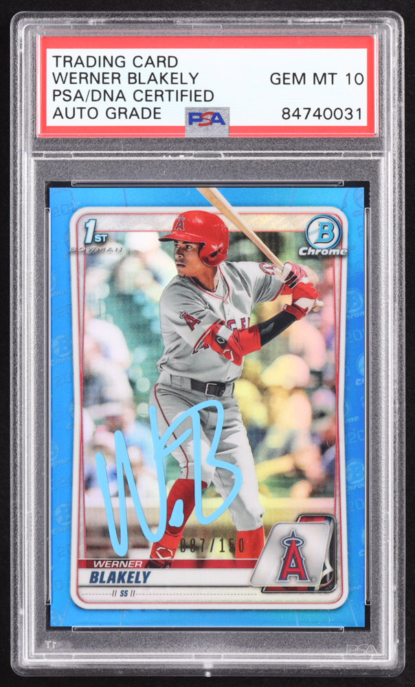 Werner Blakely Signed 2020 Bowman Draft 1st Edition Blue Foil #BD128 RC #87/150 (PSA | Autograph Graded PSA 10) Rookie Card / Serially Numbered #87 / 150