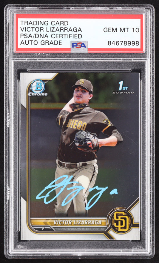 Victor Lizarraga Signed 2022 Bowman Chrome Prospects #BCP127 RC (PSA | Auto 10) Rookie Card