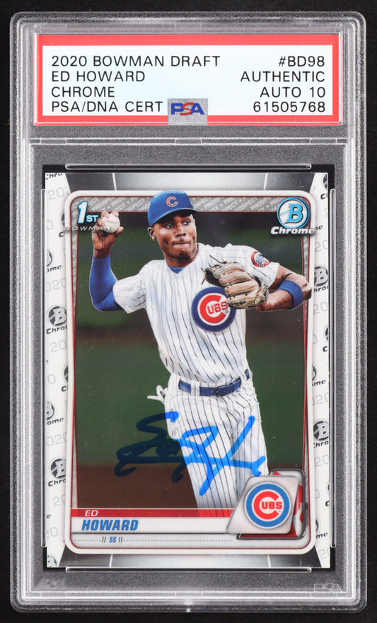 Ed Howard Signed 2020 Bowman Chrome Draft #BD98 RC (PSA | Autograph Graded PSA 10) Rookie Card