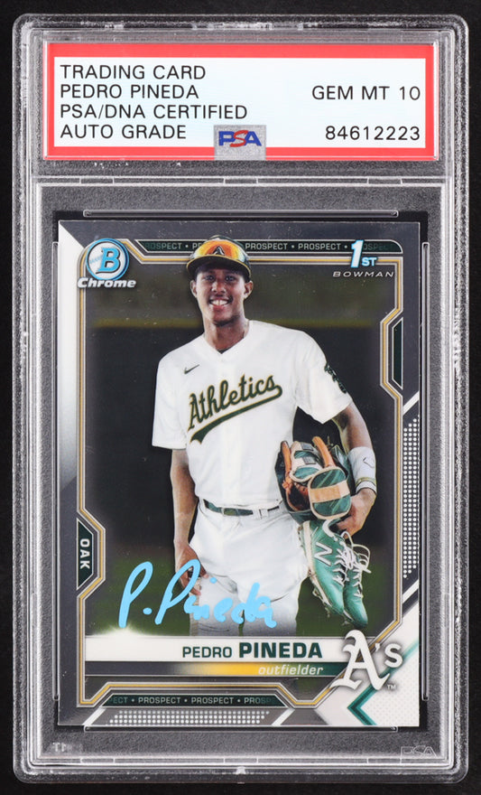 Pedro Pineda Signed 2021 Bowman Chrome Prospects #BCP216 RC (PSA | Auto 10) Rookie Card