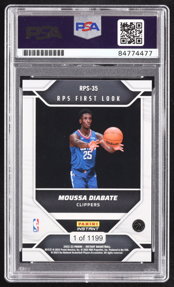 Moussa Diabate Signed 2022-23 Panini Instant RPS First Look #RPS35 RC (PSA | Auto 9) Rookie Card