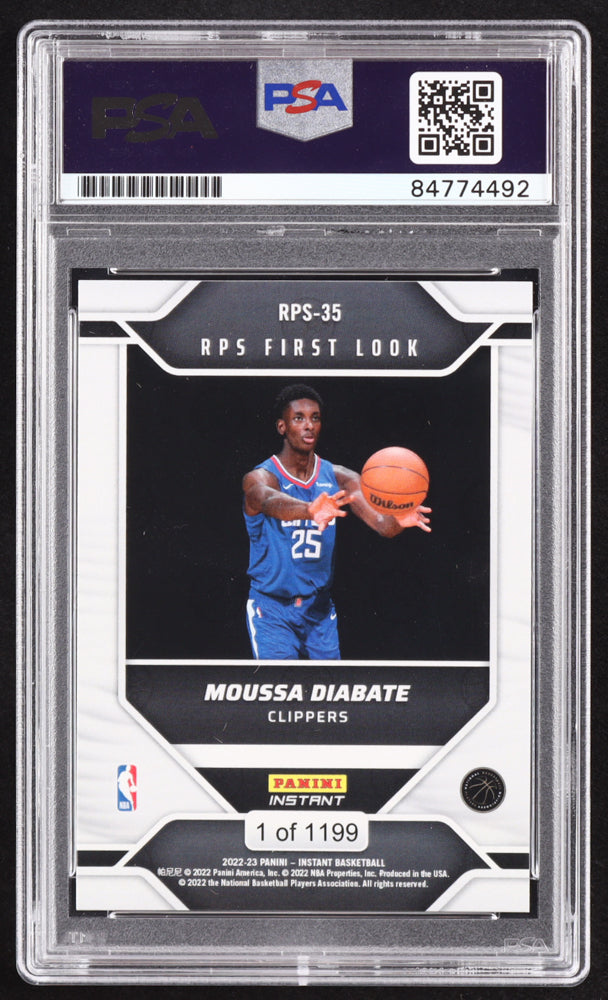 Moussa Diabate Signed 2022-23 Panini Instant RPS First Look #RPS35 RC (PSA | Auto 10) Rookie Card