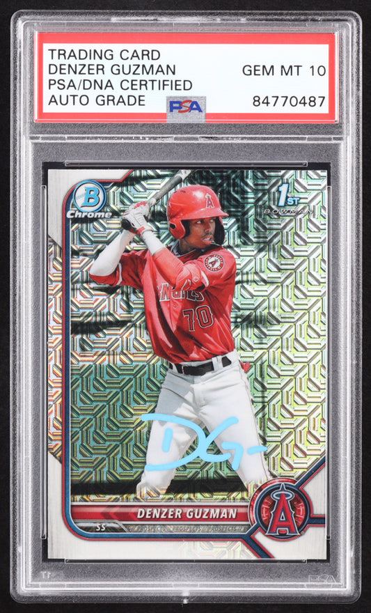 Denzer Guzman Signed 2022 Bowman Chrome Mega Box Prospects #BCP138 RC (PSA | Auto 10) Rookie Card