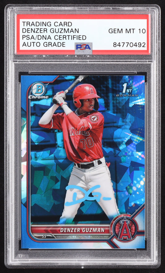 Denzer Guzman Signed 2022 Bowman Chrome Sapphire Prospects #BCP138 RC (PSA | Auto 10) Rookie Card