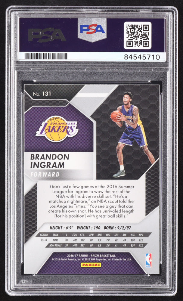 Brandon Ingram Signed 2016-17 Panini Prizm #131 RC (PSA) Rookie Card
