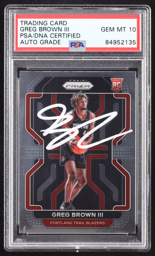 Greg Brown III Signed 2021-22 Panini Prizm #291 RC (PSA | Auto 10) Rookie Card