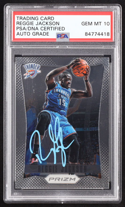 Reggie Jackson Signed 2012-13 Panini Prizm #210 RC (PSA | Auto 10) Rookie Card