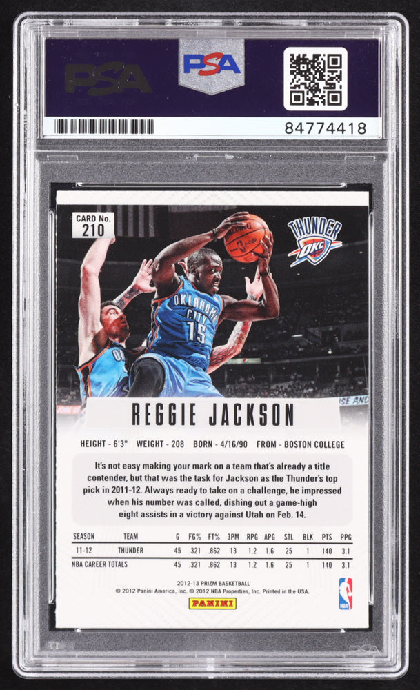 Reggie Jackson Signed 2012-13 Panini Prizm #210 RC (PSA | Auto 10) Rookie Card