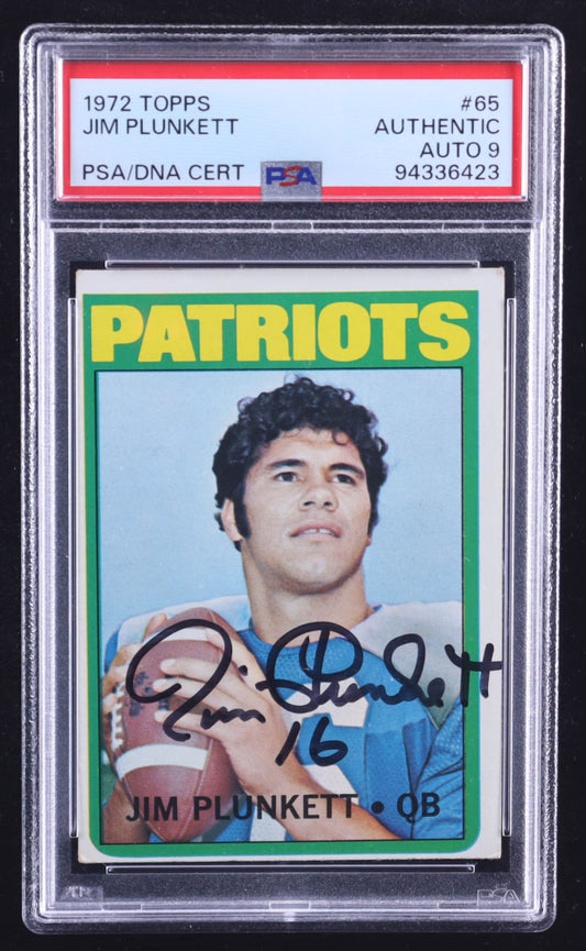 Jim Plunkett Signed 1972 Topps #65 RC (PSA | Auto 9) - Rookie Card