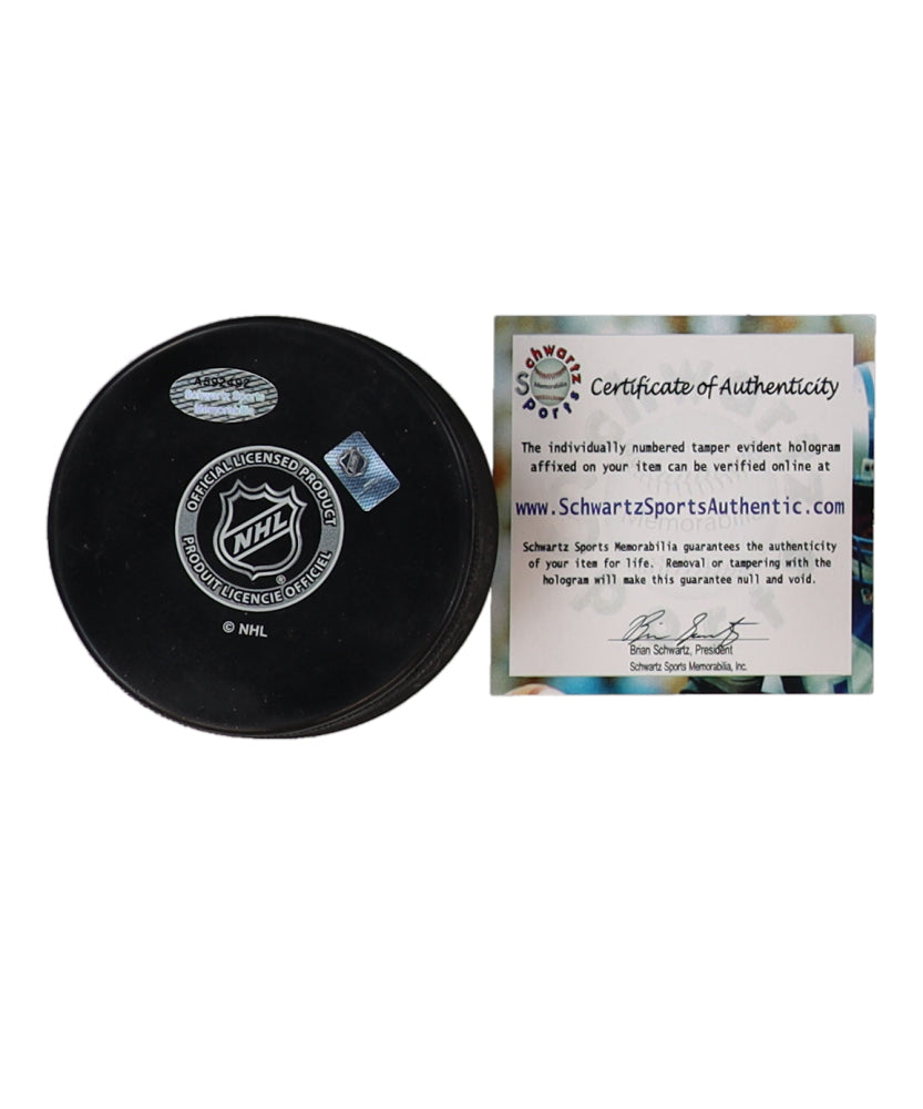Darryl Sittler Signed Maple Leafs Logo Hockey Puck Inscribed "HHOF 1989" (Schwartz)