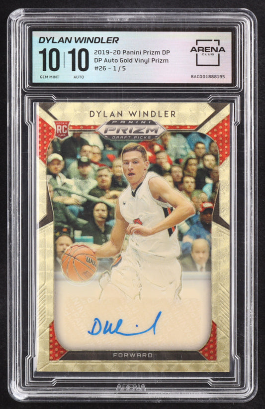 Dylan Windler 2019-20 Panini Prizm Draft Picks Autographs Prizms Gold Vinyl #26 RC #1/5 (Arena 10 | Autograph Grade 10) Rookie Card | Serially Numbered #1 / 5