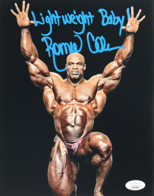 Ronnie Coleman Signed (JSA) 8x10 Photo Inscribed "Lightweight Baby!"