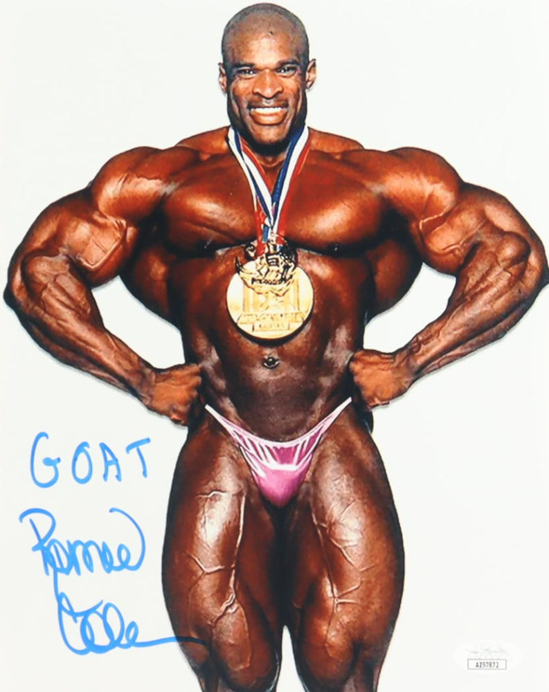 Ronnie Coleman Signed (JSA) 8x10 Photo Inscribed "GOAT"