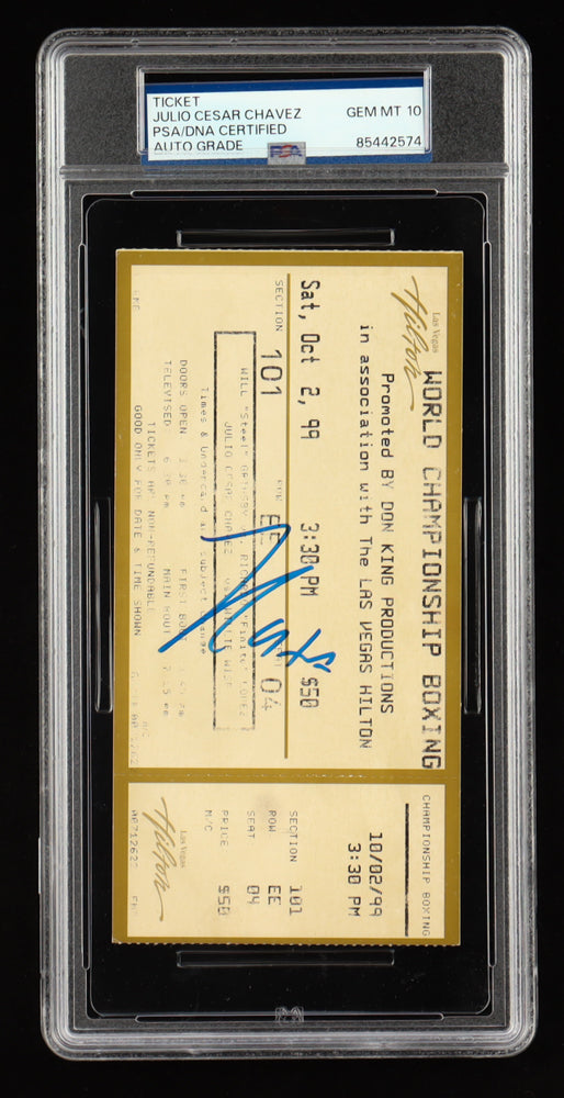 Julio Cesar Chavez Signed 1999 "Chavez vs Wise" Boxing Ticket (PSA | Auto Grade PSA 10) Julio Cesar Chavez vs Willy Wise | Autograph Graded PSA 10