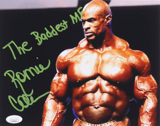 Ronnie Coleman Signed (JSA) 8x10 Photo Inscribed "The Baddest MF"