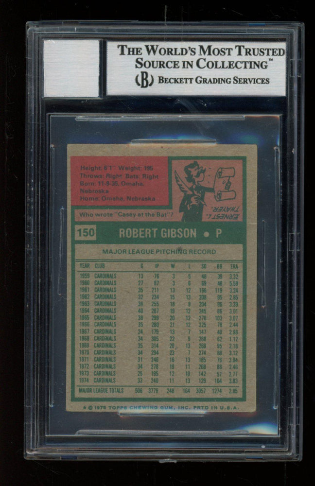 Bob Gibson Signed 1975 Topps Mini #150 (BGS | Autograph Graded 10)