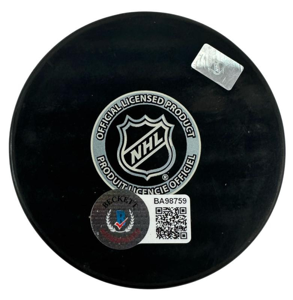 Bobby Hull & Dennis Hull Signed (Beckett) Blackhawks Logo Hockey Puck