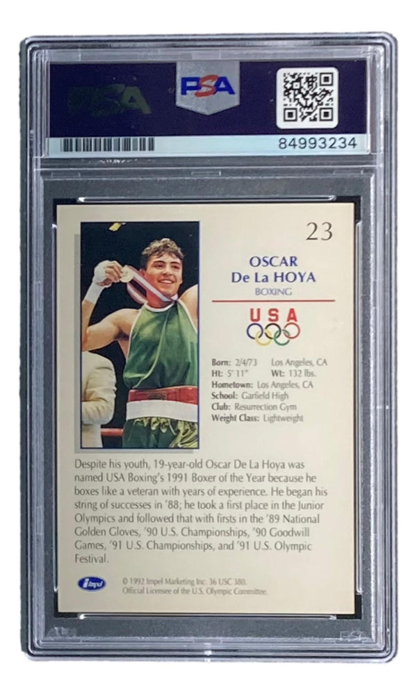 Oscar De La Hoya Signed 1992 Impel U.S. Olympic Hopefuls #23 RC (PSA) - Rookie Card