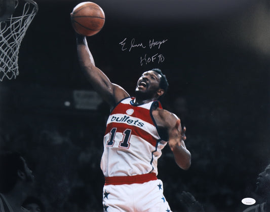 Elvin Hayes Signed Bullets 16x20 Photo Inscribed "HOF 90" (JSA)