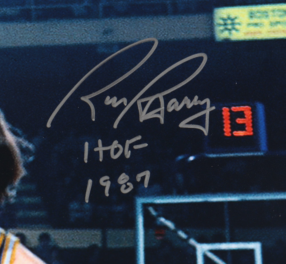 Rick Barry & Dave Cowens Signed 16x20 Photo Inscribed "HOF 91" & "HOF 1987" (JSA)