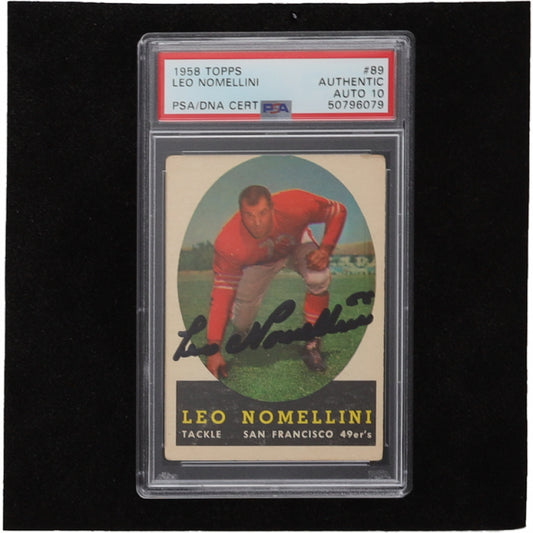 Leo Nomellini Signed 1958 Topps #89 - Autograph Graded (PSA) 10