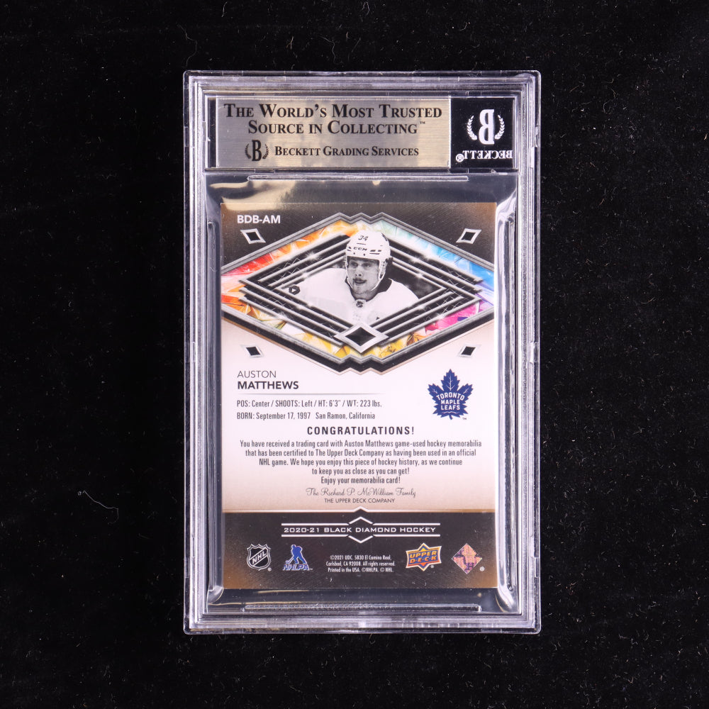 Auston Matthews Signed 2020-21 Black Diamond Pure Black Premium Relics #BDBAM #4/25 (BGS)