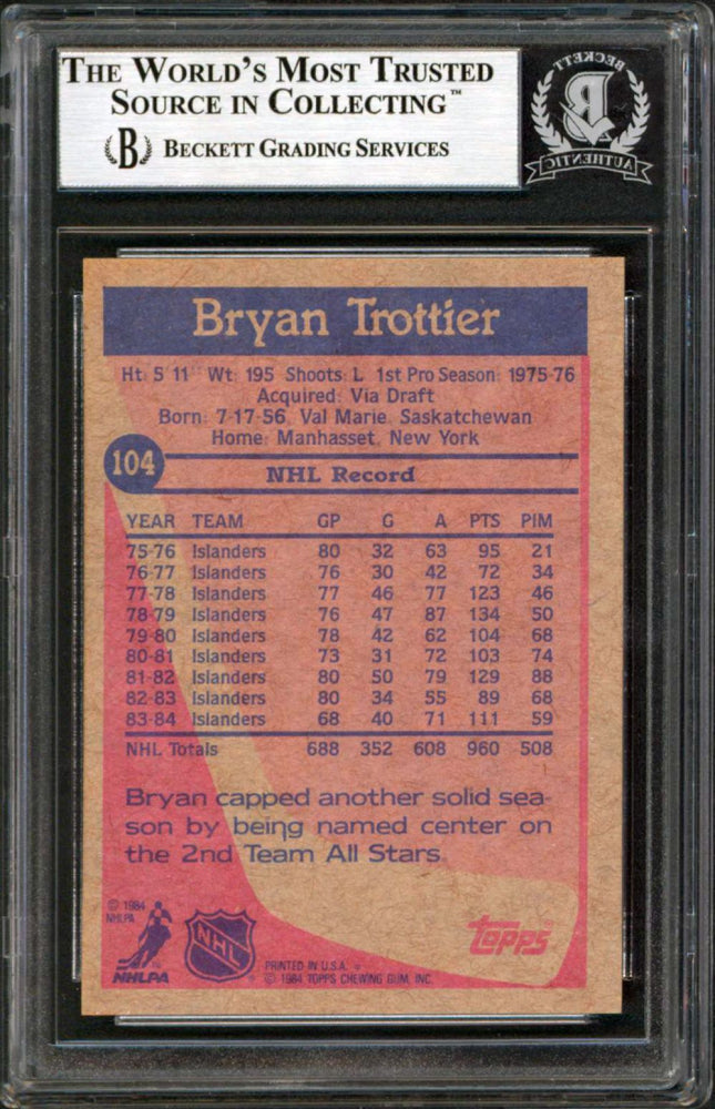 Bryan Trottier Signed 1984-85 Topps #104 (BGS)