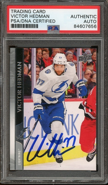 Victor Hedman Signed 2020 Upper Deck Hockey Card #161 (PSA/DNA Encapsulated)