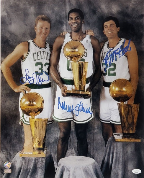 Larry Bird, Kevin McHale & Robert Parish Signed Boston Celtics 16x20 Photo (JSA COA)